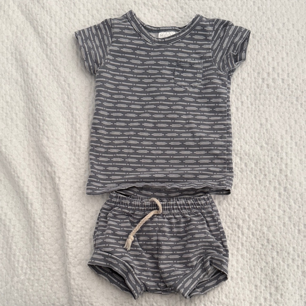 MEBIE BABY Gray Patterned Baby Outfit, Gender neutral, 6-12 months